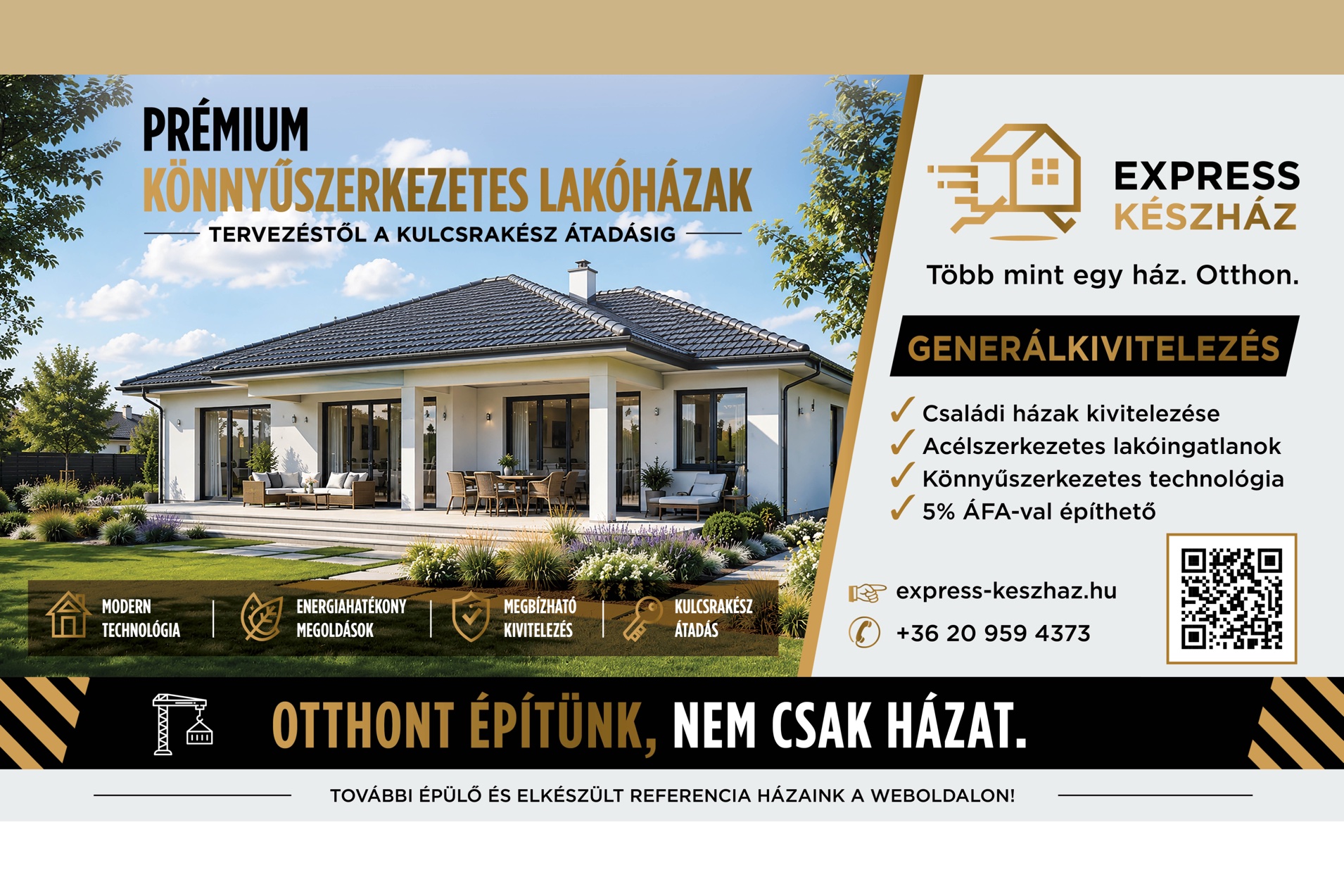 Prémium könnyűszerkezetes lakóházak — tervezéstől a kulcsrakész átadásig