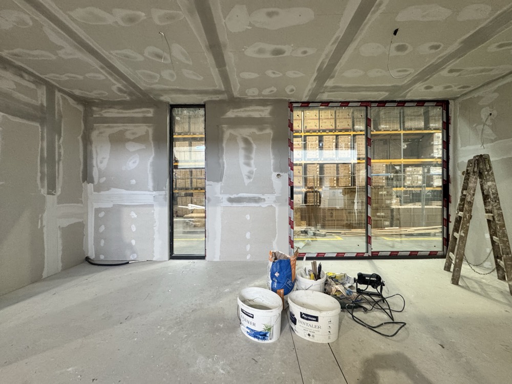 Gipszkarton, még festés előtt — Celldömölk, 36 m² szaunaház
